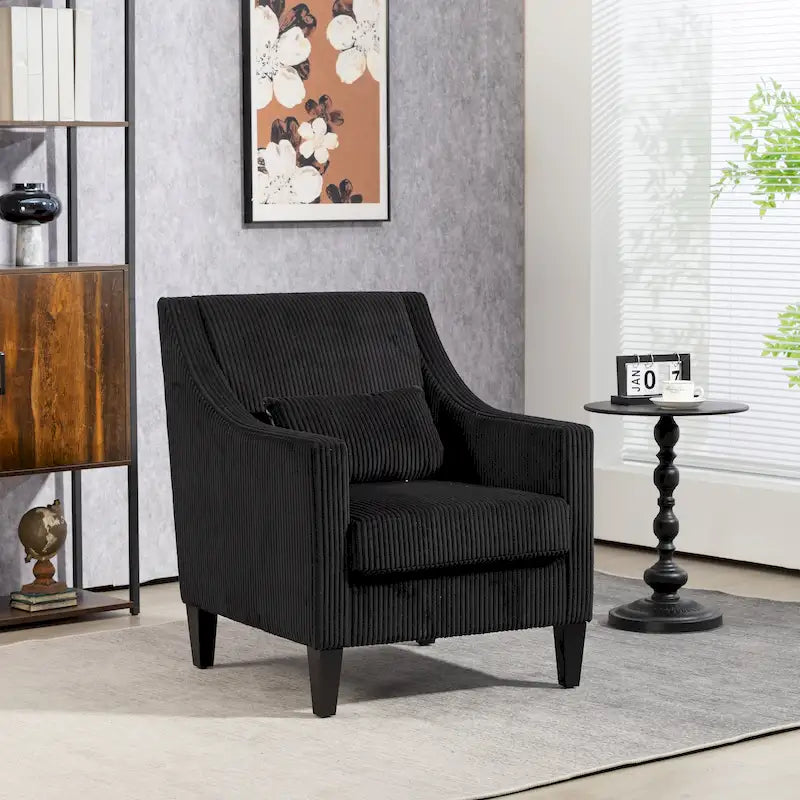 Fauteuil moderne noir 26,8 avec pieds en bois d'hévéa