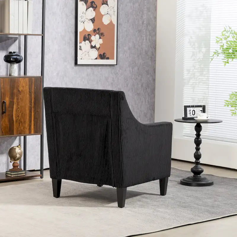 Fauteuil moderne noir 26,8 avec pieds en bois d'hévéa