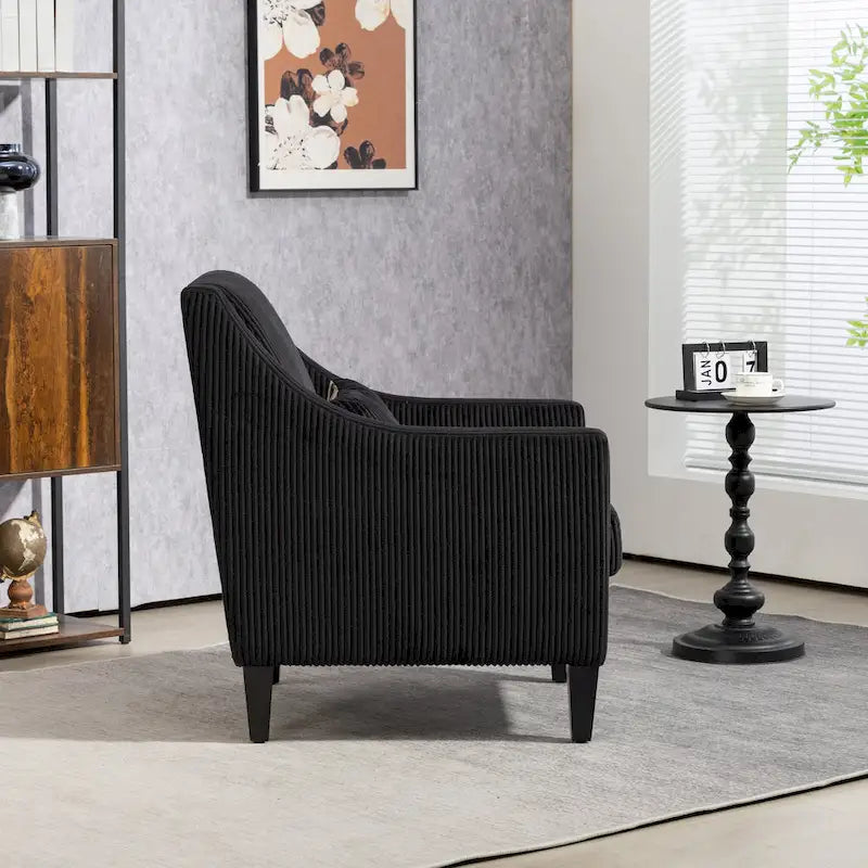 Fauteuil moderne noir 26,8 avec pieds en bois d'hévéa