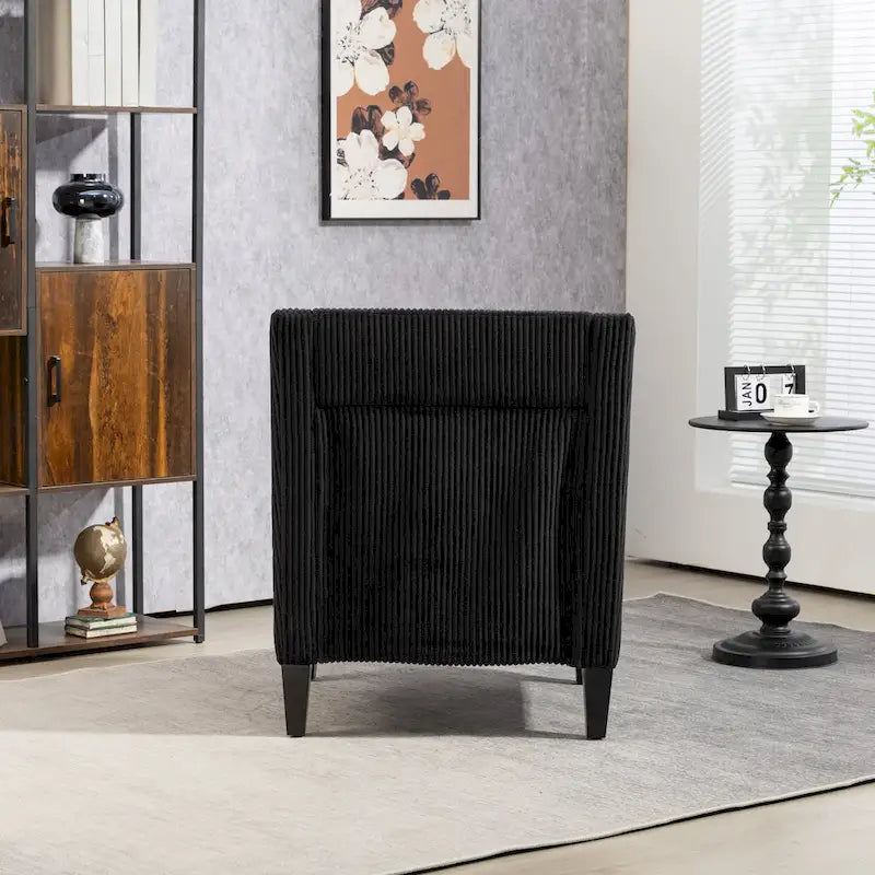 Fauteuil moderne noir 26,8 avec pieds en bois d'hévéa