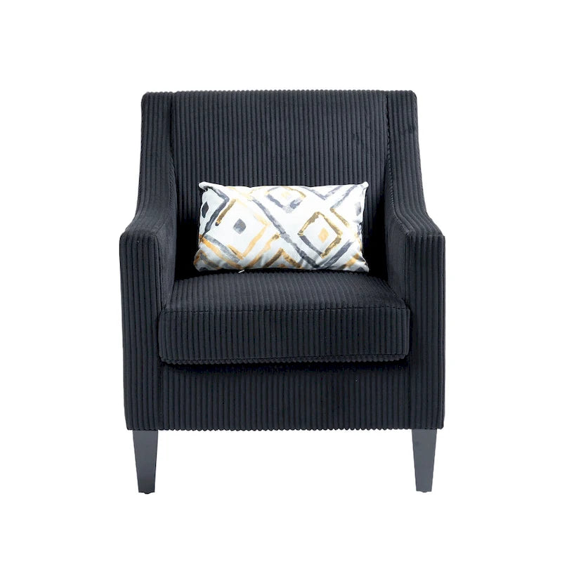Fauteuil moderne noir 26,8 avec pieds en bois d'hévéa