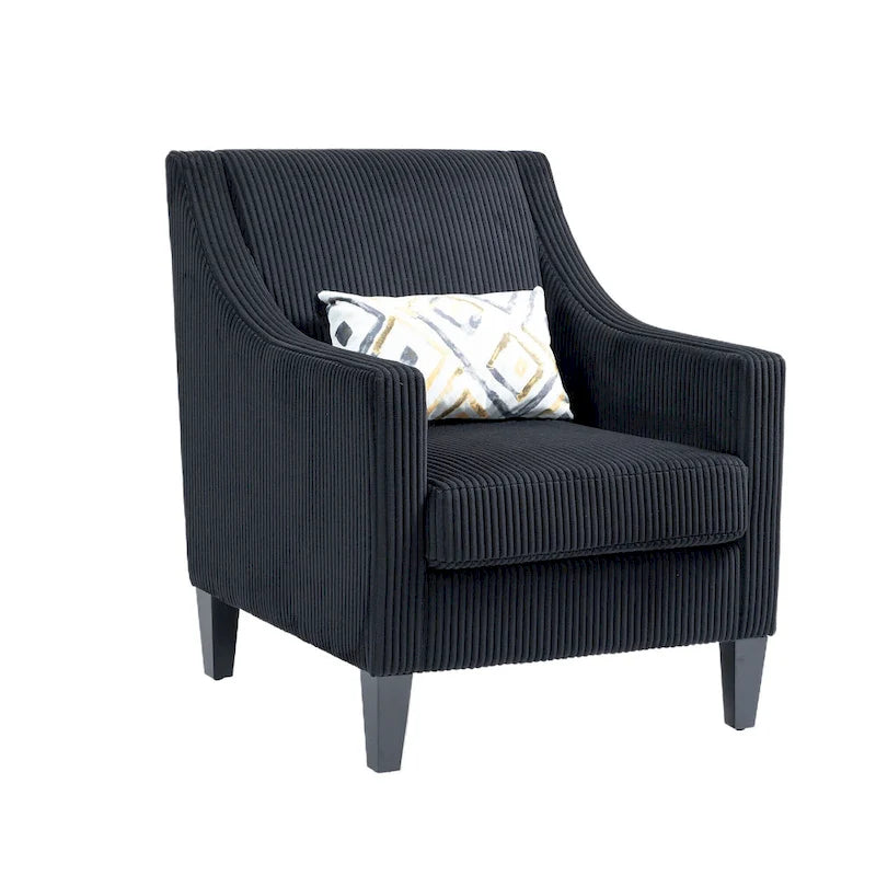 Fauteuil moderne noir 26,8 avec pieds en bois d'hévéa