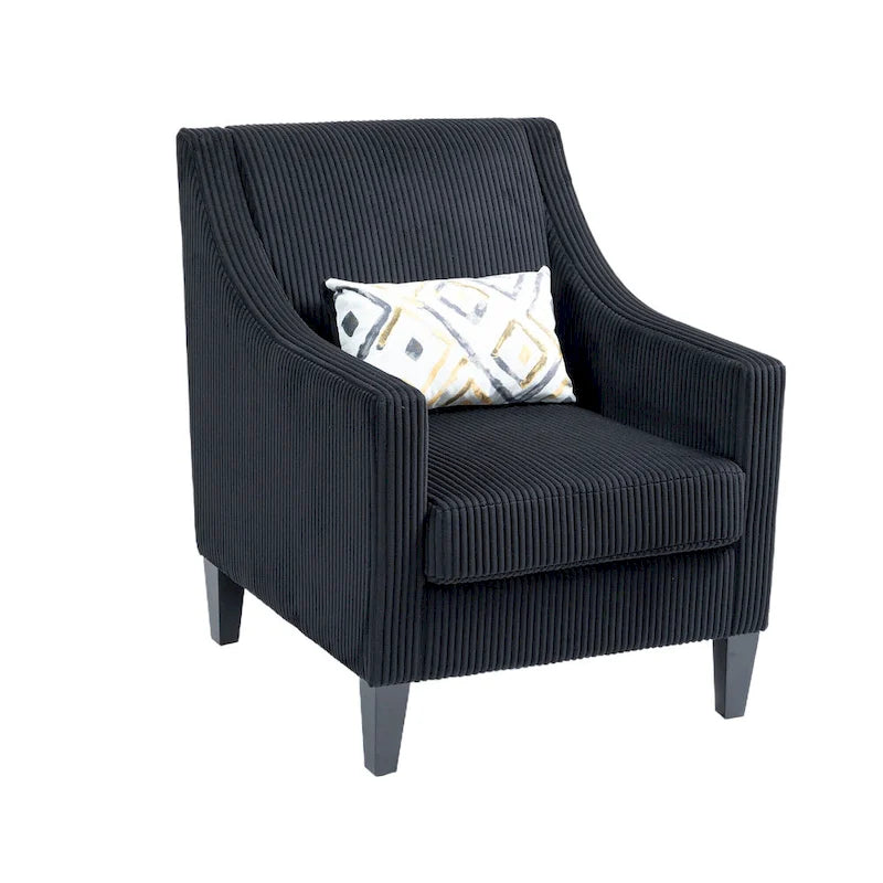 Fauteuil moderne noir 26,8 avec pieds en bois d'hévéa