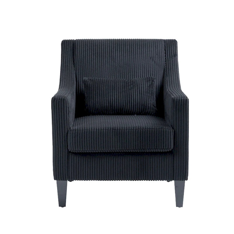 Fauteuil moderne noir 26,8 avec pieds en bois d'hévéa