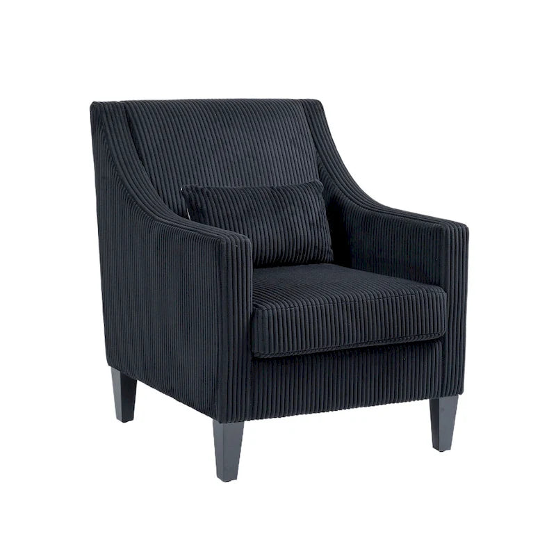 Fauteuil moderne noir 26,8 avec pieds en bois d'hévéa