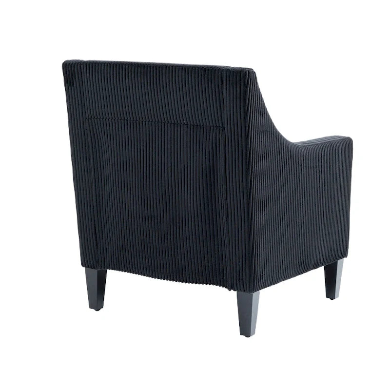 Fauteuil moderne noir 26,8 avec pieds en bois d'hévéa