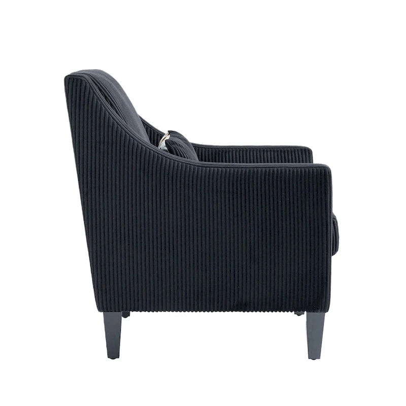 Fauteuil moderne noir 26,8 avec pieds en bois d'hévéa