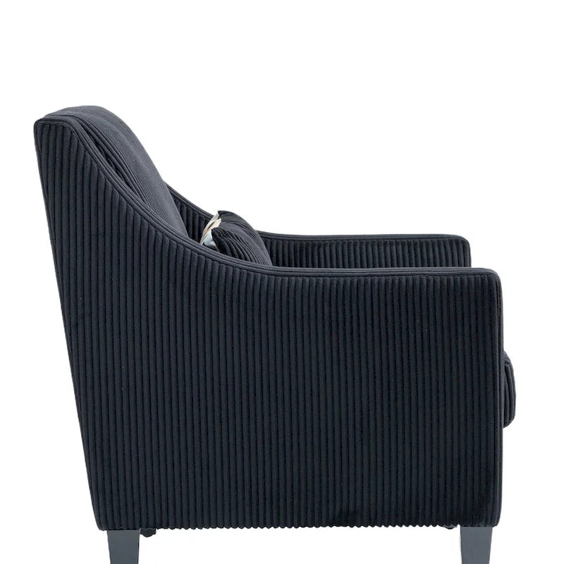 Fauteuil moderne noir 26,8 avec pieds en bois d'hévéa