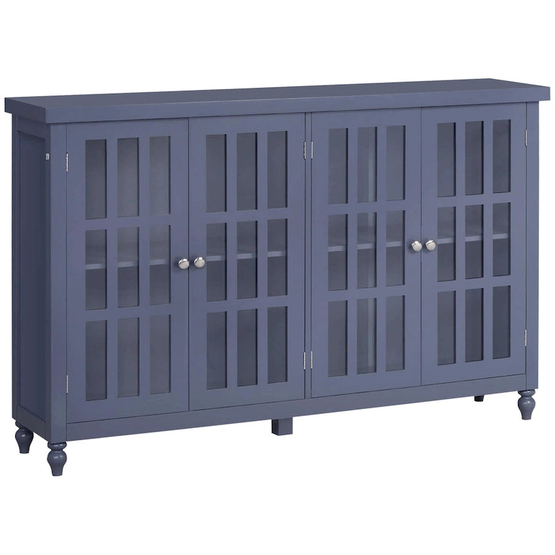 Buffet bahut moderne avec portes en verre trempé et étagères réglables