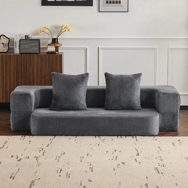 Canapé transformable polyvalent avec poufs-ottomans pour petits espaces