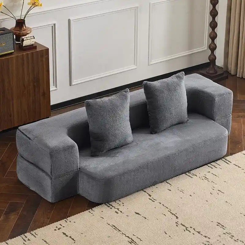 Canapé transformable polyvalent avec poufs-ottomans pour petits espaces