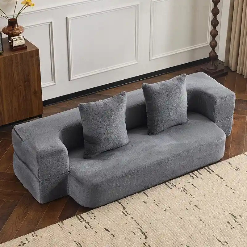 Canapé transformable polyvalent avec poufs-ottomans pour petits espaces