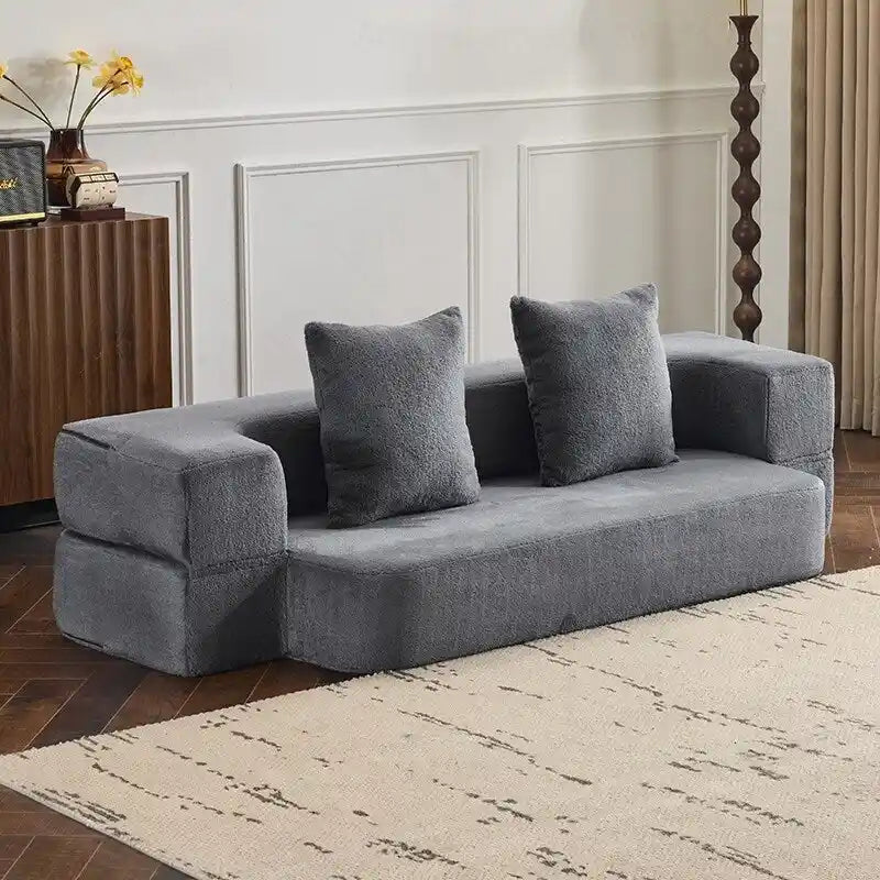 Canapé transformable polyvalent avec poufs-ottomans pour petits espaces