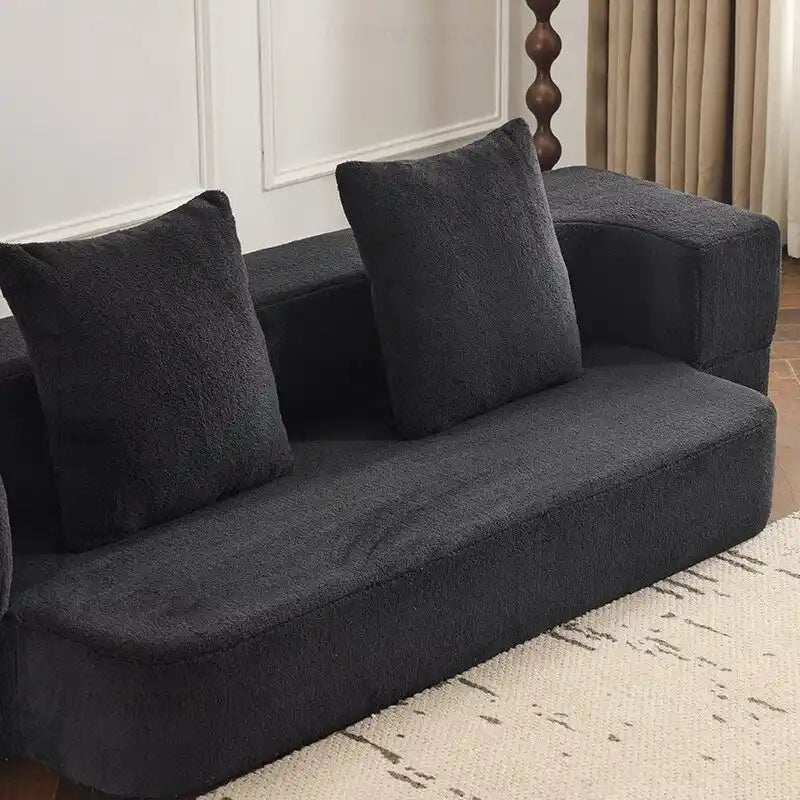 Canapé transformable polyvalent avec poufs-ottomans pour petits espaces