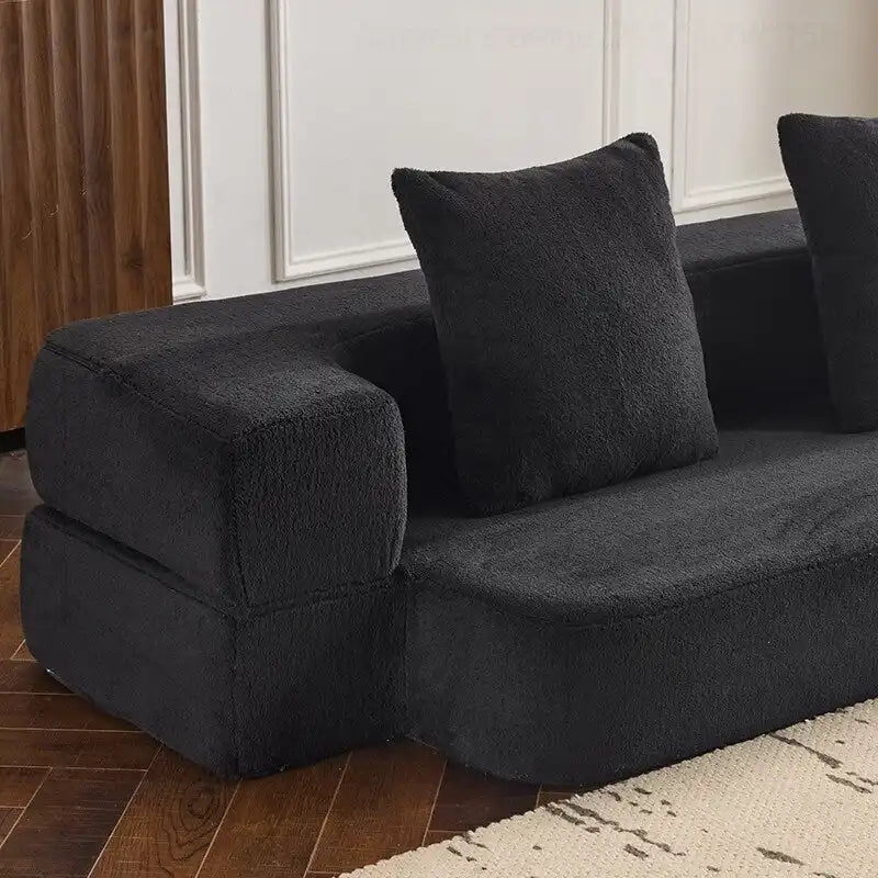 Canapé transformable polyvalent avec poufs-ottomans pour petits espaces