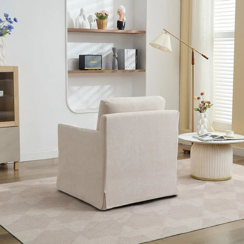 Fauteuil pivotant, Fauteuil pivotant capitonné avec jupe et coussin de dossier amovible, Fauteuil confortable pivotant à 360 degrés