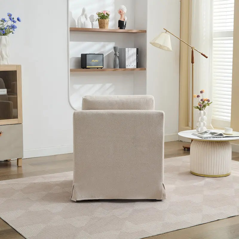 Fauteuil pivotant, Fauteuil pivotant capitonné avec jupe et coussin de dossier amovible, Fauteuil confortable pivotant à 360 degrés