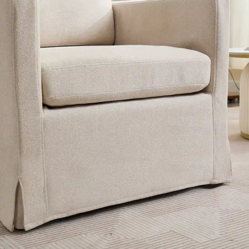 Fauteuil pivotant, Fauteuil pivotant capitonné avec jupe et coussin de dossier amovible, Fauteuil confortable pivotant à 360 degrés