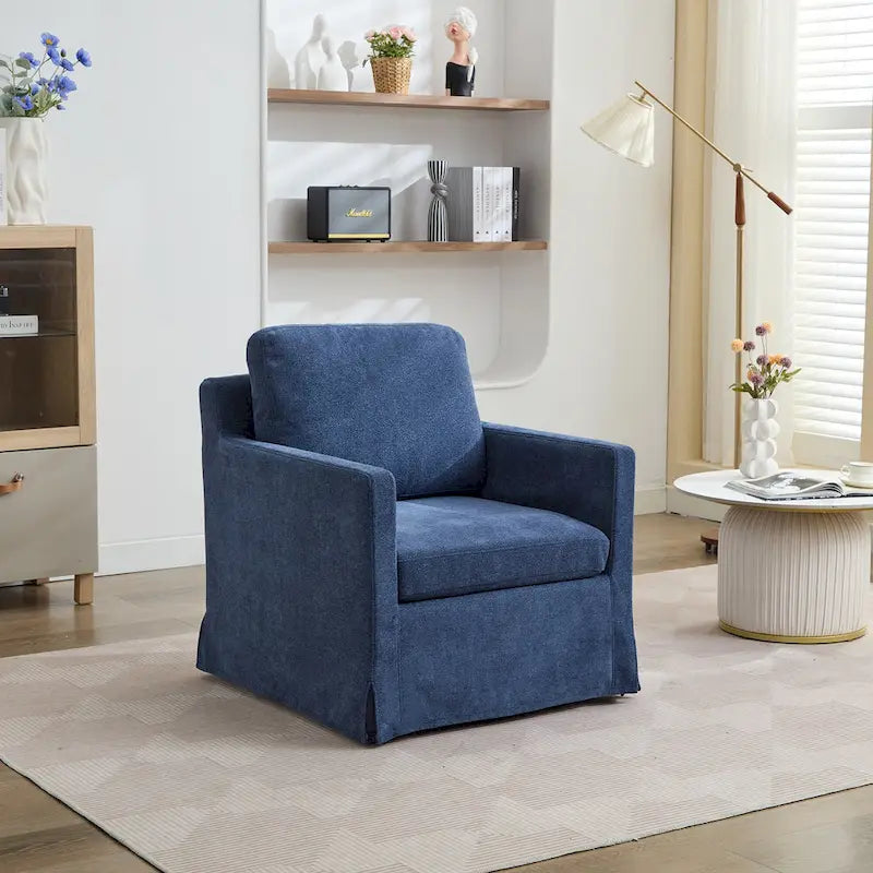 Fauteuil pivotant, Fauteuil pivotant capitonné avec jupe et coussin de dossier amovible, Fauteuil confortable pivotant à 360 degrés