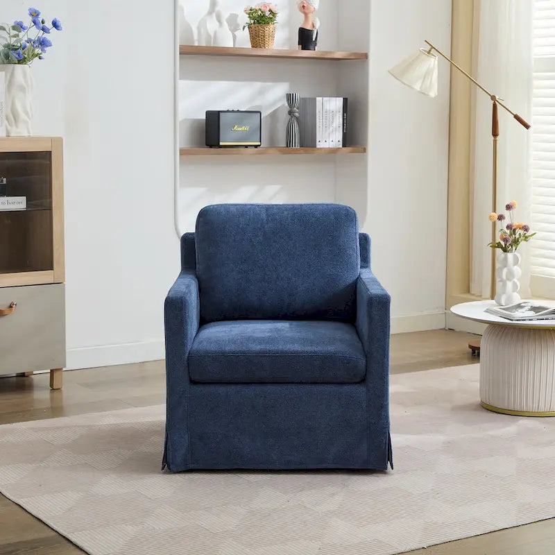 Fauteuil pivotant, Fauteuil pivotant capitonné avec jupe et coussin de dossier amovible, Fauteuil confortable pivotant à 360 degrés