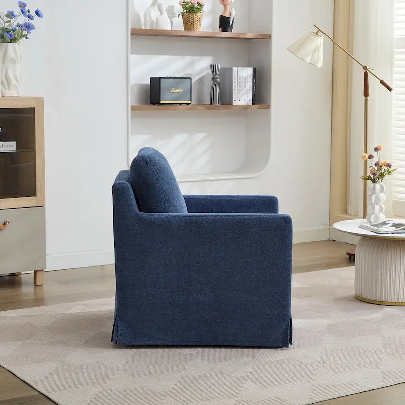 Fauteuil pivotant, Fauteuil pivotant capitonné avec jupe et coussin de dossier amovible, Fauteuil confortable pivotant à 360 degrés