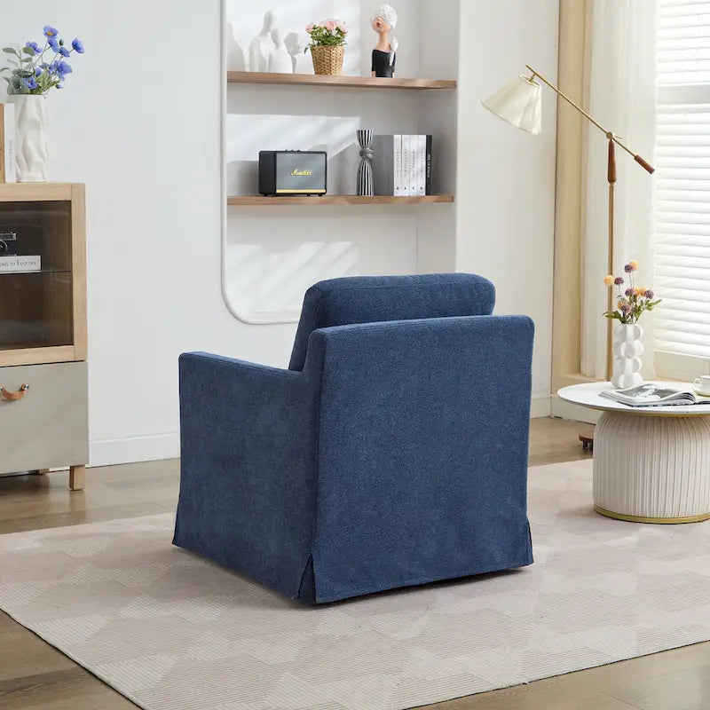 Fauteuil pivotant, Fauteuil pivotant capitonné avec jupe et coussin de dossier amovible, Fauteuil confortable pivotant à 360 degrés
