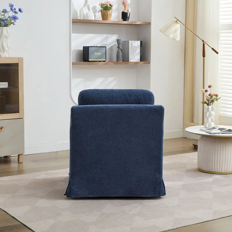 Fauteuil pivotant, Fauteuil pivotant capitonné avec jupe et coussin de dossier amovible, Fauteuil confortable pivotant à 360 degrés