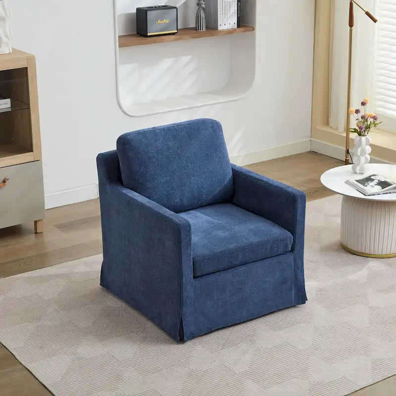 Fauteuil pivotant, Fauteuil pivotant capitonné avec jupe et coussin de dossier amovible, Fauteuil confortable pivotant à 360 degrés
