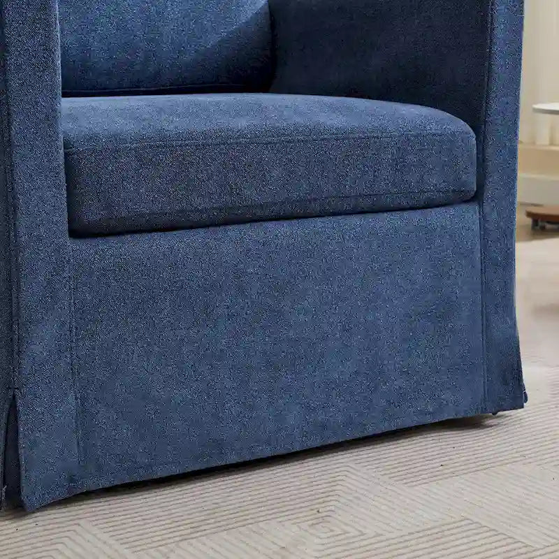 Fauteuil pivotant, Fauteuil pivotant capitonné avec jupe et coussin de dossier amovible, Fauteuil confortable pivotant à 360 degrés