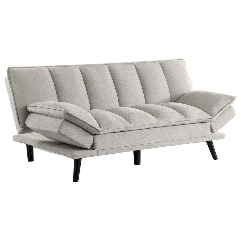 Canapé-lit convertible, tissu capitonné gris clair, noir, 78 pouces
