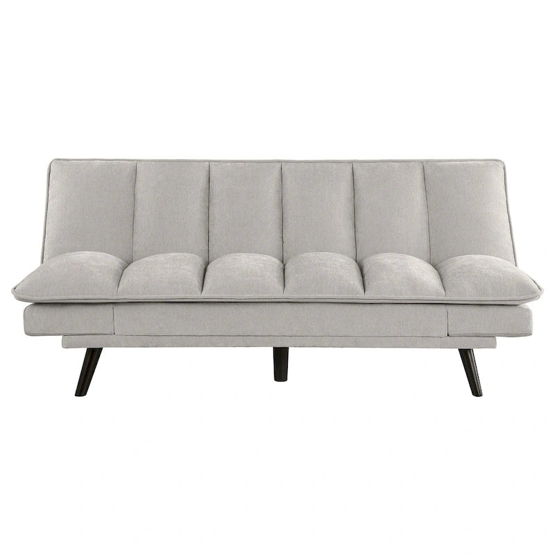 Canapé-lit convertible, tissu capitonné gris clair, noir, 78 pouces