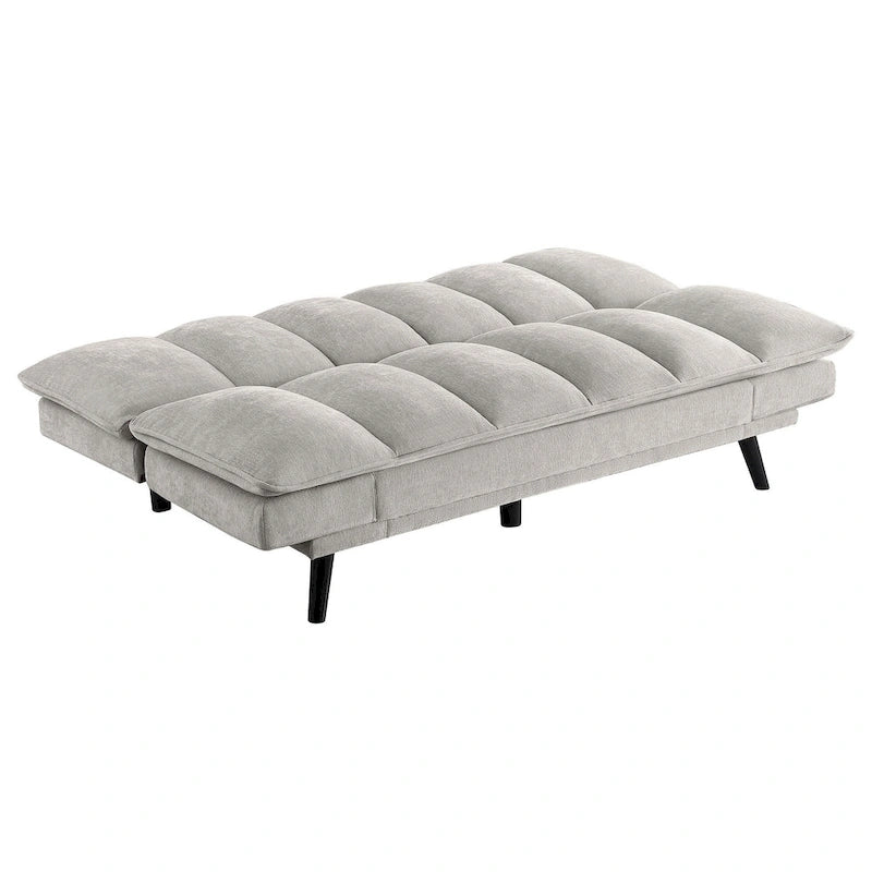 Canapé-lit convertible, tissu capitonné gris clair, noir, 78 pouces