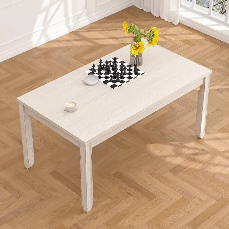 Table de salle à manger en bois massif gris, table de cuisine avec pieds carrés, table de salle à manger de style ferme
