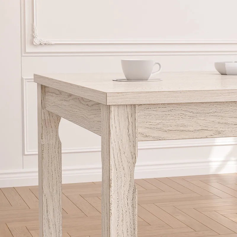 Table de salle à manger en bois massif gris, table de cuisine avec pieds carrés, table de salle à manger de style ferme