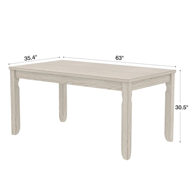 Table de salle à manger en bois massif gris, table de cuisine avec pieds carrés, table de salle à manger de style ferme