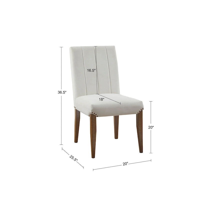 Chaise de salle à manger capitonnée en velours crème (lot de 2)