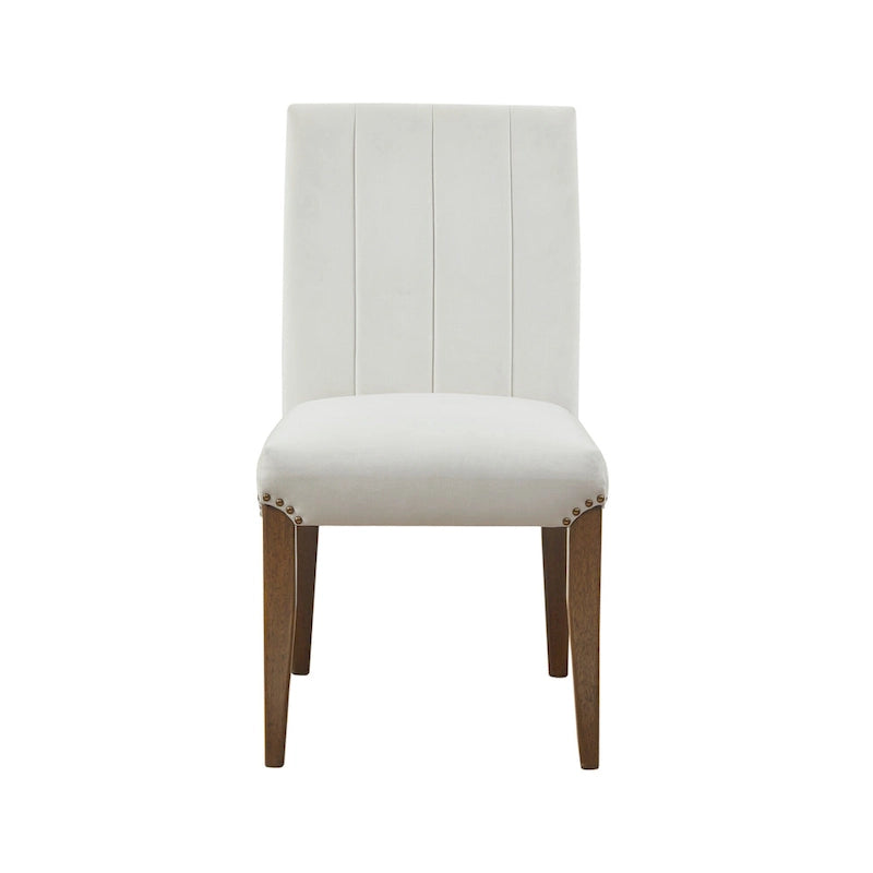 Chaise de salle à manger capitonnée en velours crème (lot de 2)