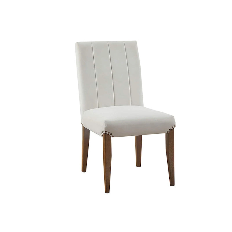 Chaise de salle à manger capitonnée en velours crème (lot de 2)
