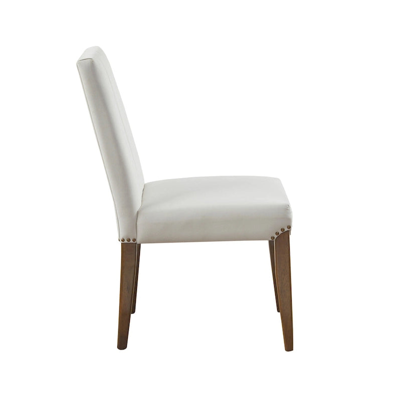 Chaise de salle à manger capitonnée en velours crème (lot de 2)