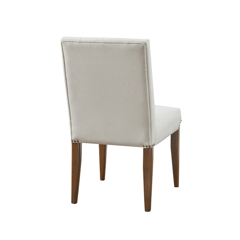 Chaise de salle à manger capitonnée en velours crème (lot de 2)