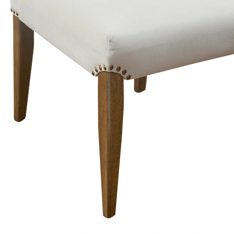 Chaise de salle à manger capitonnée en velours crème (lot de 2)