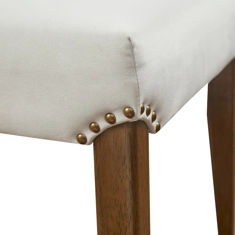 Chaise de salle à manger capitonnée en velours crème (lot de 2)