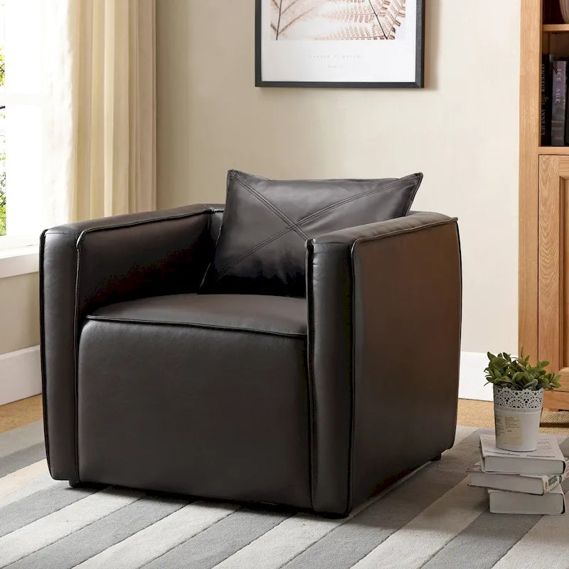 Chaise d'appoint moderne rembourrée en vinyle respirant par