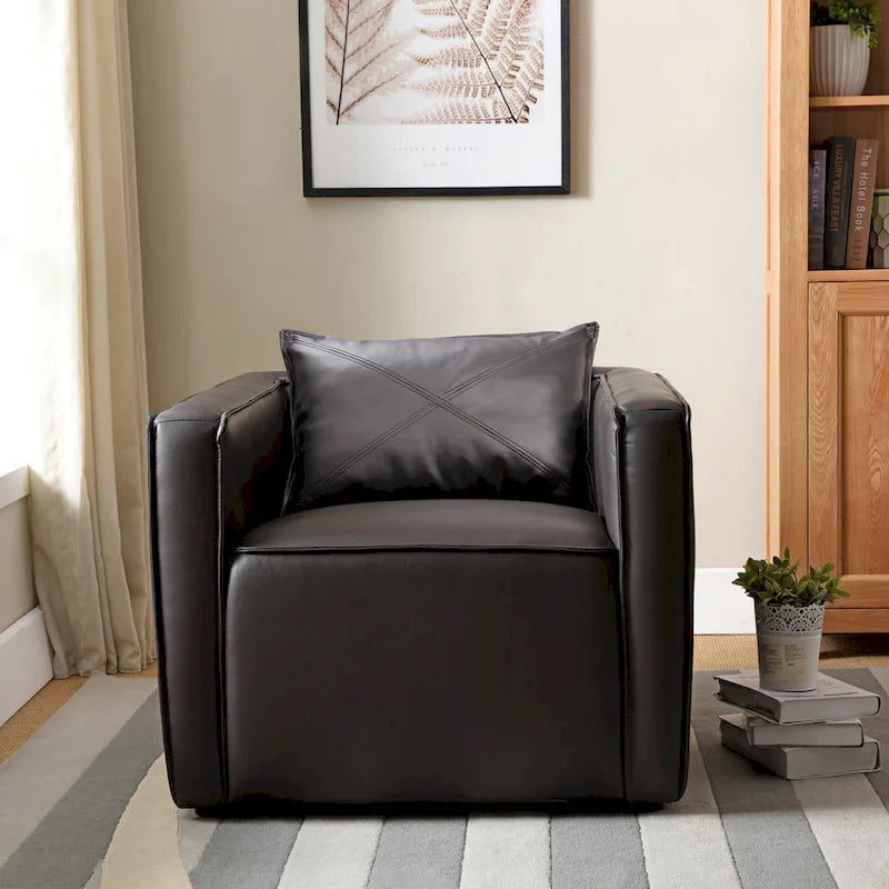 Chaise d'appoint moderne rembourrée en vinyle respirant par