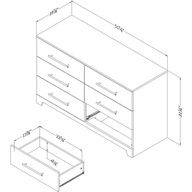 Commode double à 6 tiroirs