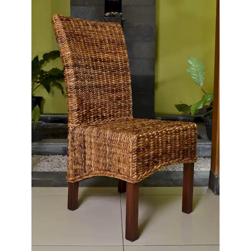 Chaises de salle à manger Arizona en abaca/acajou tissé (lot de 2)