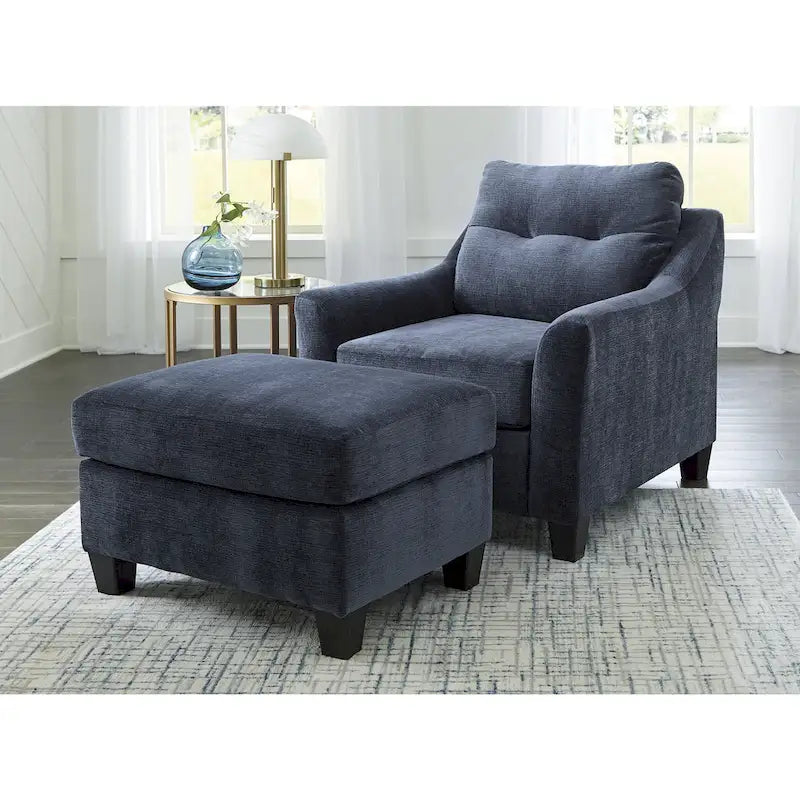 Pouffe en polyester de style Mid-Century Modern avec coussin en mousse haute résilience pour salon