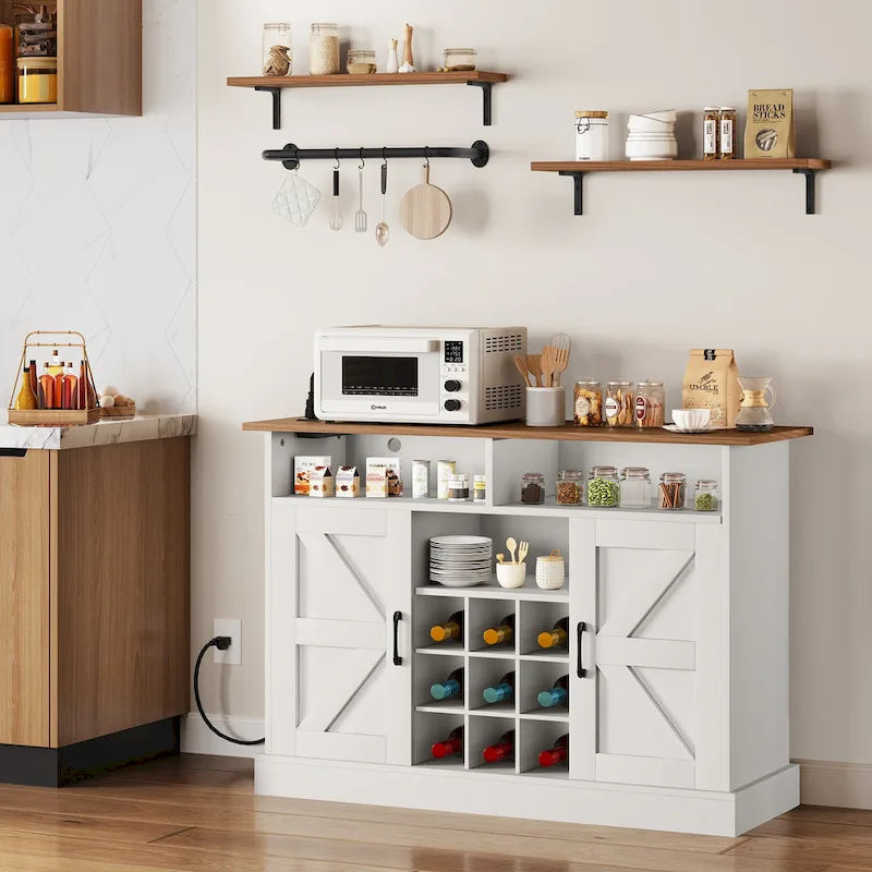 52 Bahut de Rangement de Cuisine, Meuble de Bar à Café Style Ferme