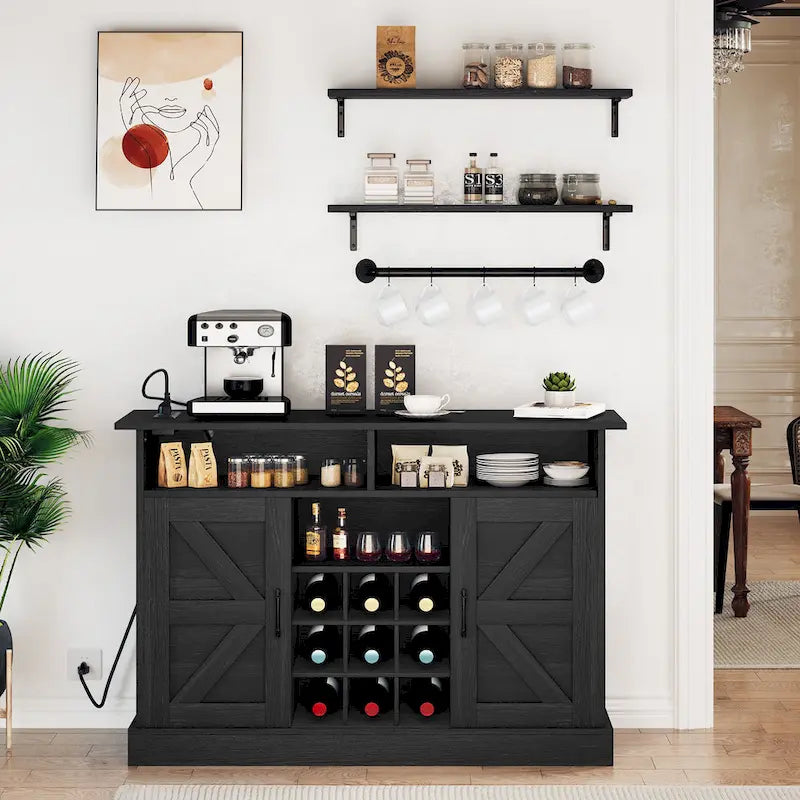 52 Bahut de Rangement de Cuisine, Meuble de Bar à Café Style Ferme