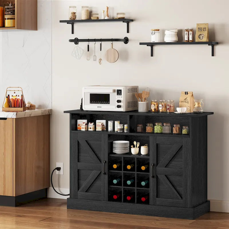 52 Bahut de Rangement de Cuisine, Meuble de Bar à Café Style Ferme
